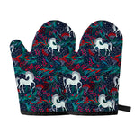 Fairy Floral Unicorn Pattern Print Oven Mitts