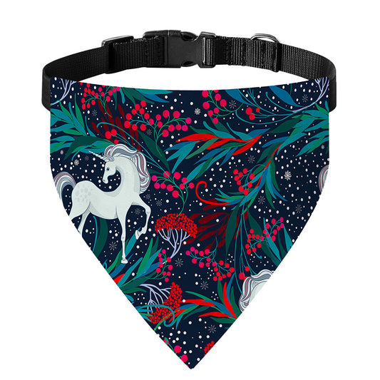 Fairy Floral Unicorn Pattern Print Over The Collar Dog Bandana