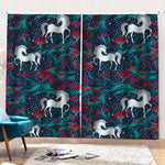 Fairy Floral Unicorn Pattern Print Pencil Pleat Curtains