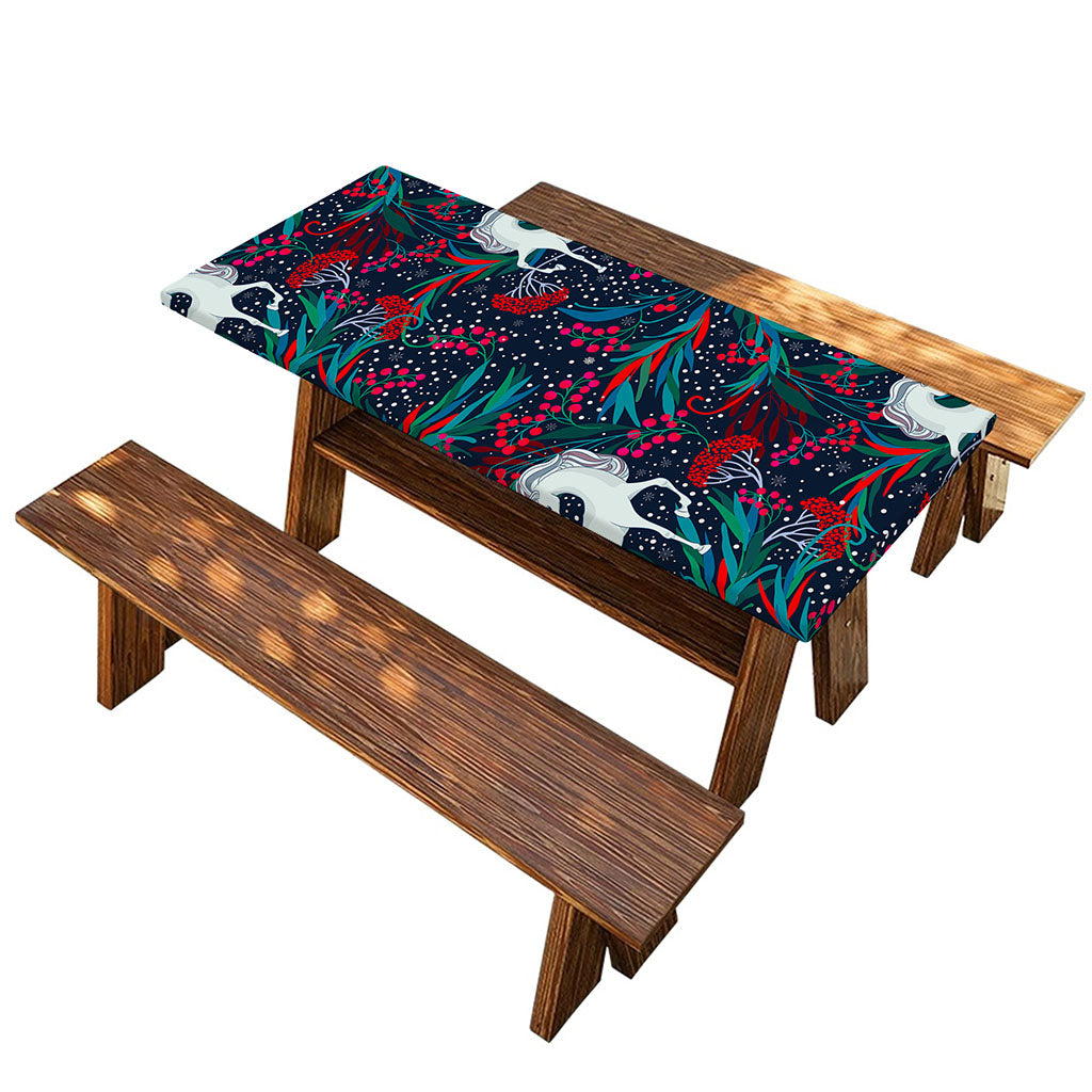 Fairy Floral Unicorn Pattern Print Picnic Table Cover