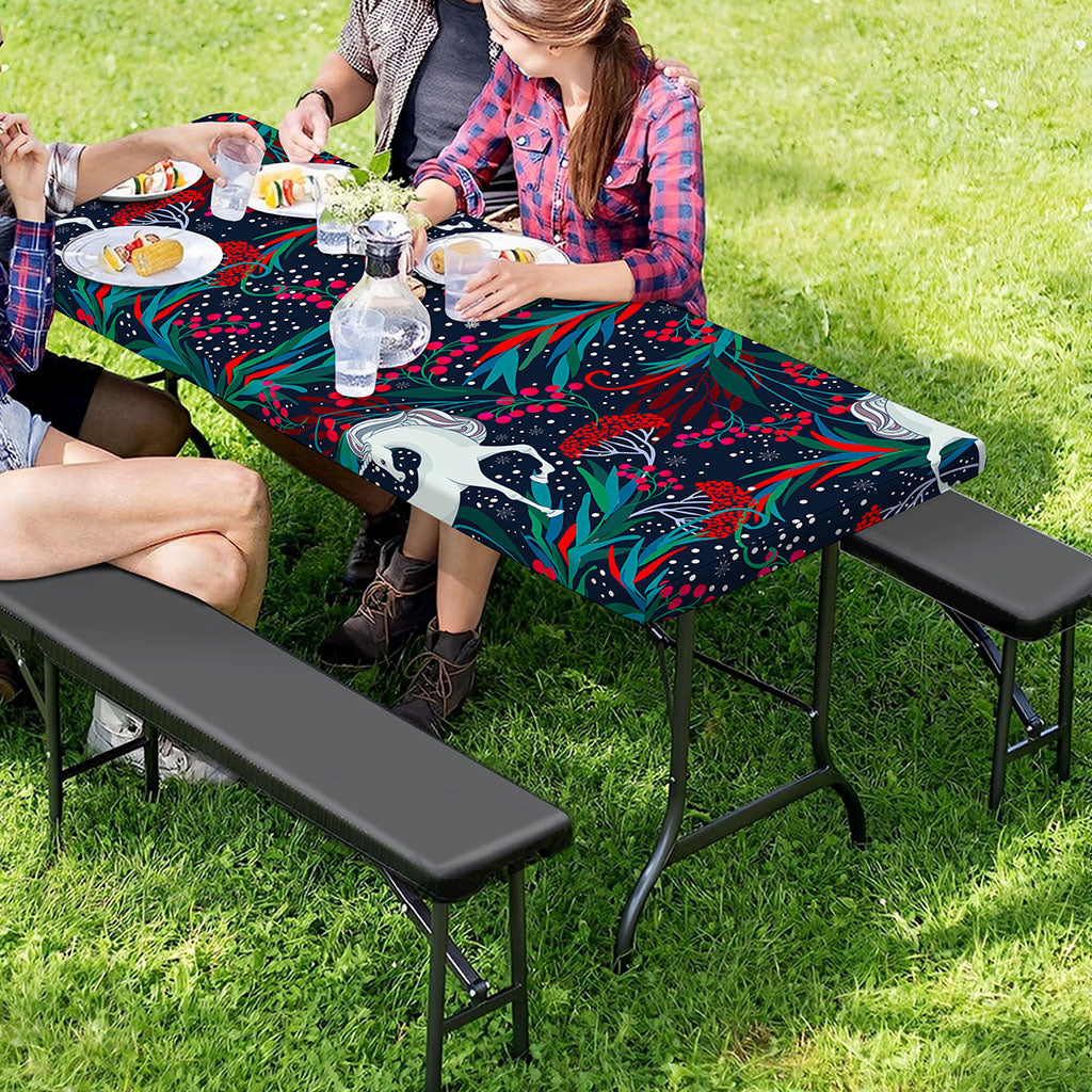 Fairy Floral Unicorn Pattern Print Picnic Table Cover
