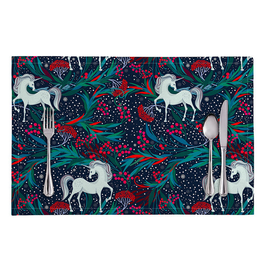 Fairy Floral Unicorn Pattern Print Placemat