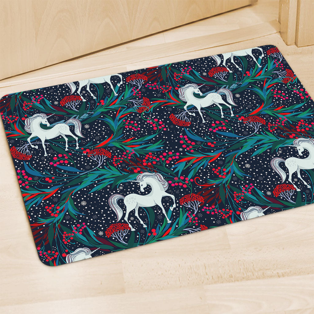 Fairy Floral Unicorn Pattern Print Polyester Doormat