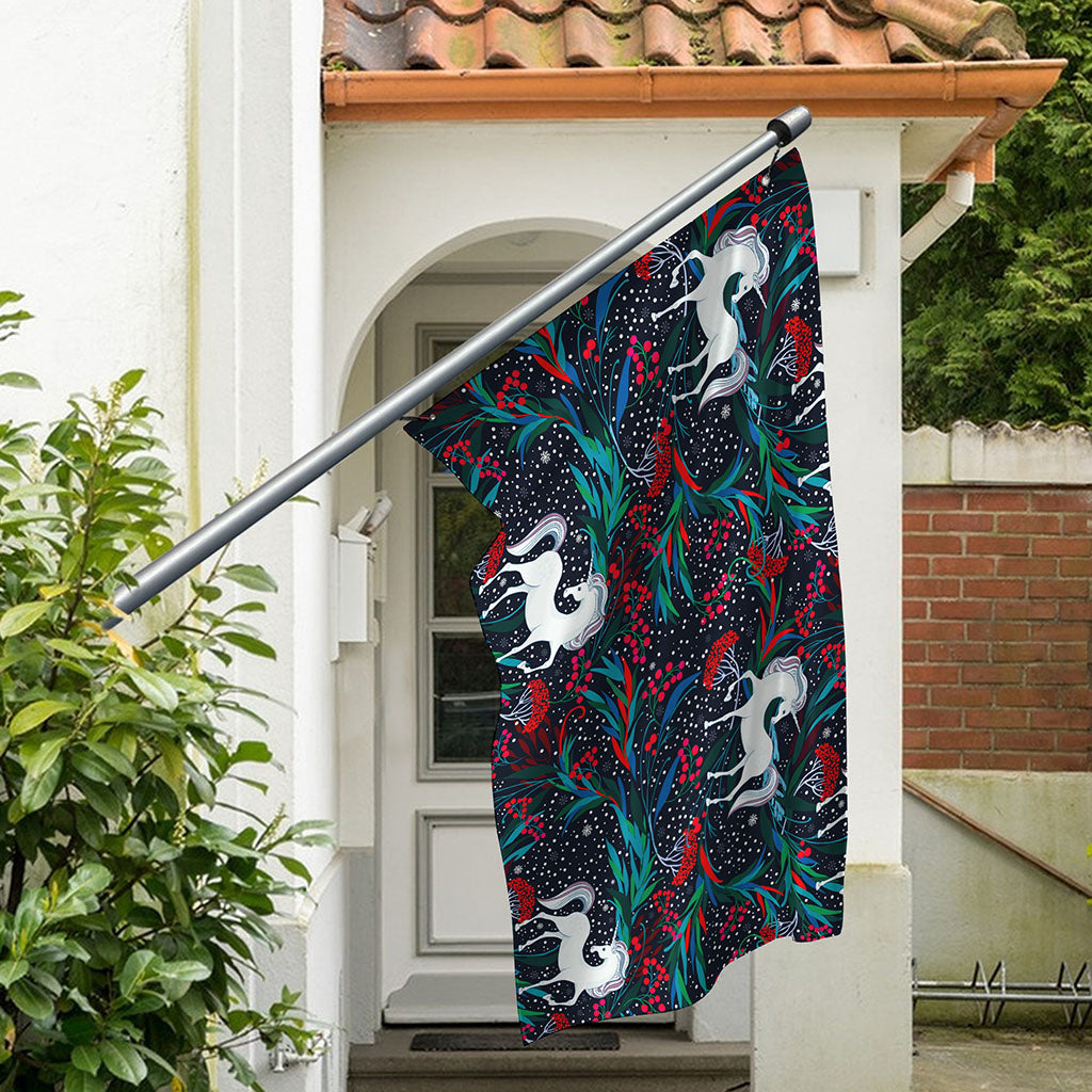 Fairy Floral Unicorn Pattern Print Polyester Flag
