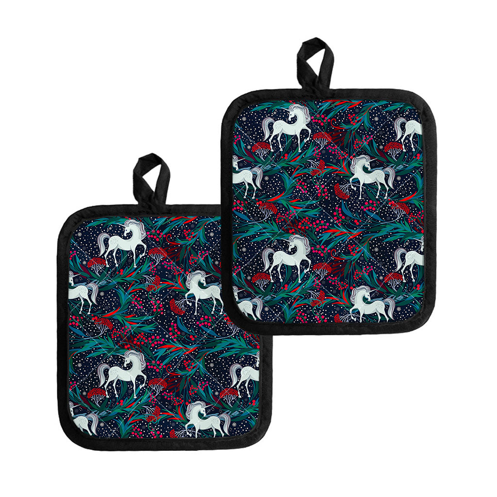 Fairy Floral Unicorn Pattern Print Pot Holders