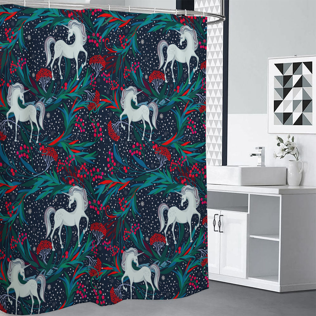 Fairy Floral Unicorn Pattern Print Premium Shower Curtain