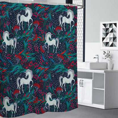 Fairy Floral Unicorn Pattern Print Premium Shower Curtain