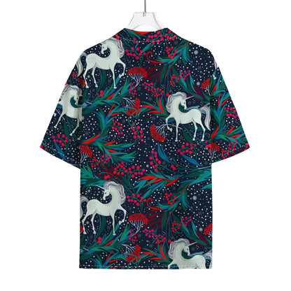 Fairy Floral Unicorn Pattern Print Rayon Hawaiian Shirt