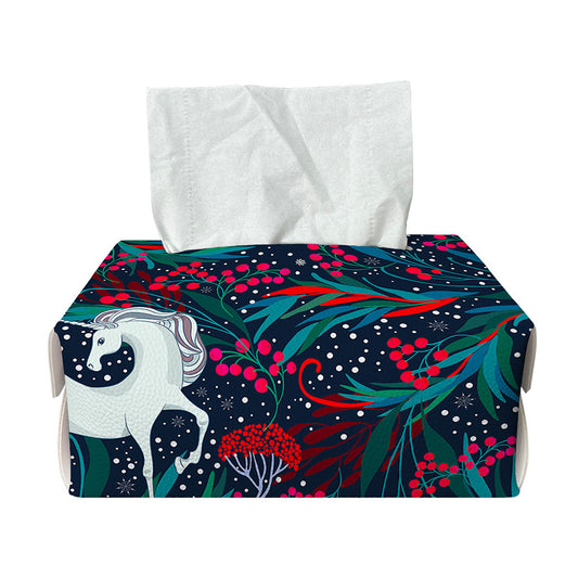 Fairy Floral Unicorn Pattern Print Rectangle Tissue Box Cover