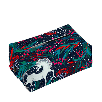 Fairy Floral Unicorn Pattern Print Rectangle Tissue Box Cover