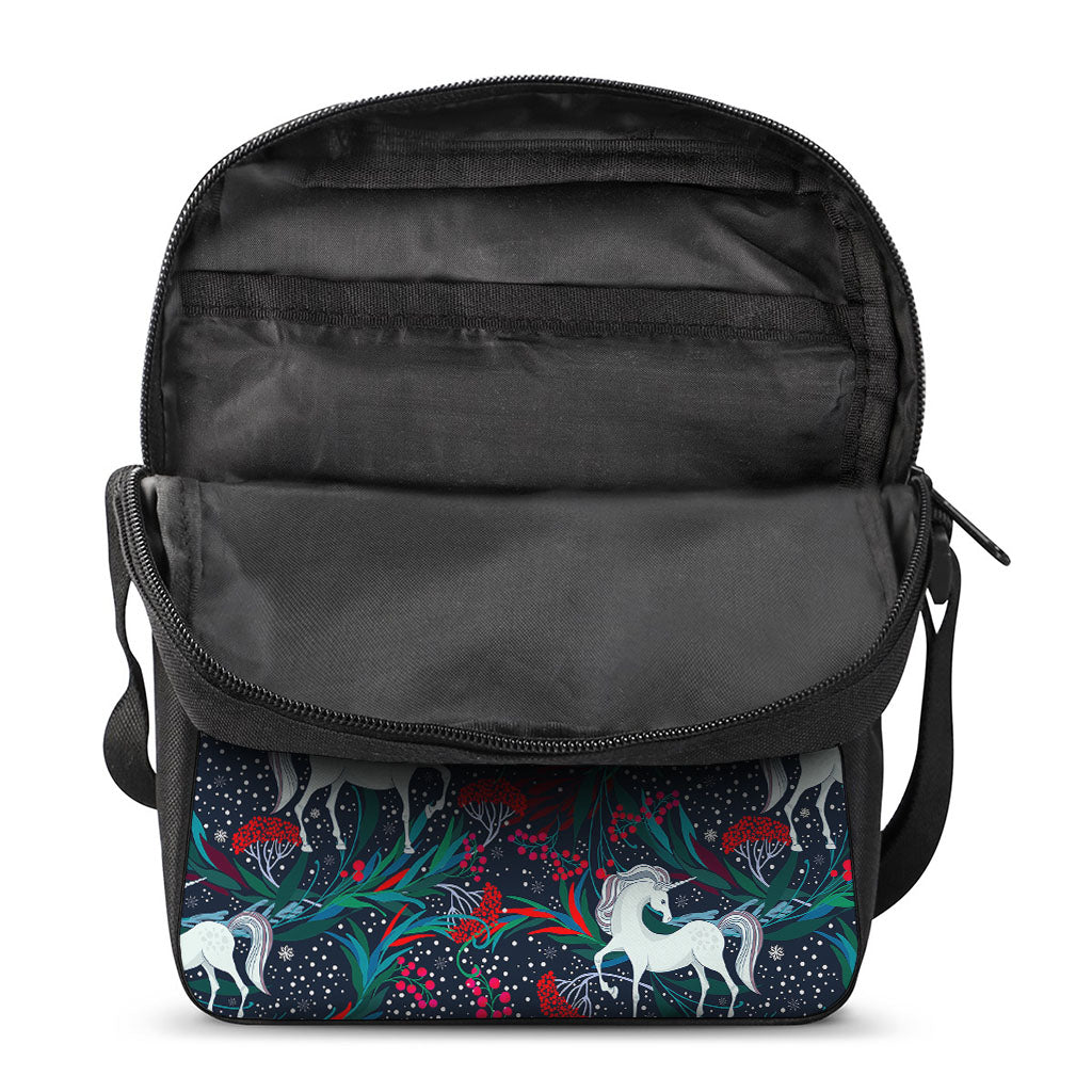 Fairy Floral Unicorn Pattern Print Rectangular Crossbody Bag