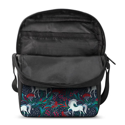 Fairy Floral Unicorn Pattern Print Rectangular Crossbody Bag