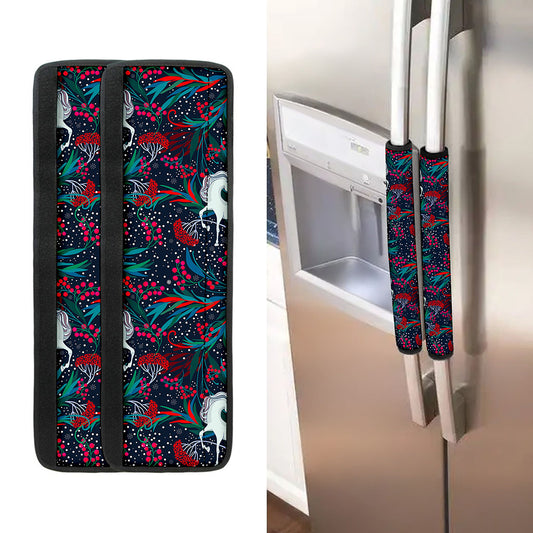 Fairy Floral Unicorn Pattern Print Refrigerator Handle Covers