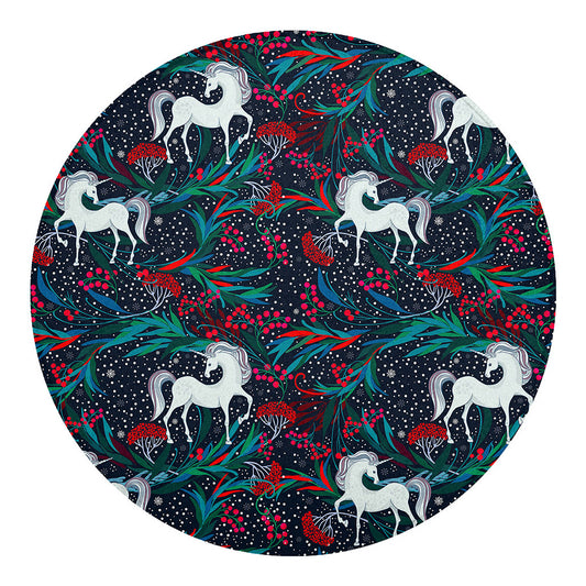 Fairy Floral Unicorn Pattern Print Round Blanket