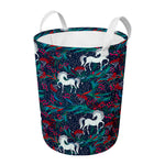Fairy Floral Unicorn Pattern Print Round Laundry Basket