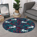Fairy Floral Unicorn Pattern Print Round Rug
