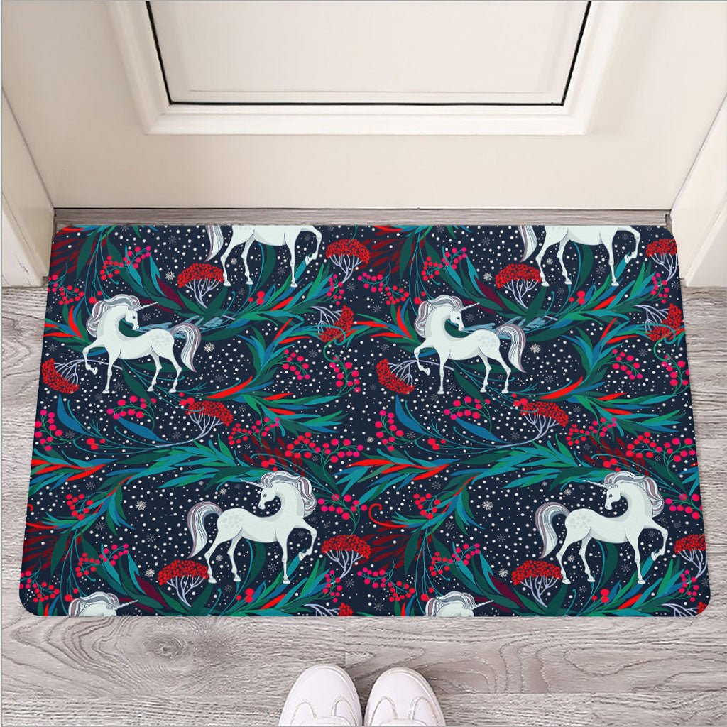Fairy Floral Unicorn Pattern Print Rubber Doormat