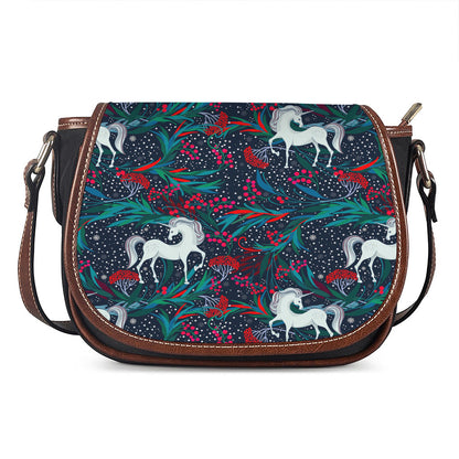 Fairy Floral Unicorn Pattern Print Saddle Bag
