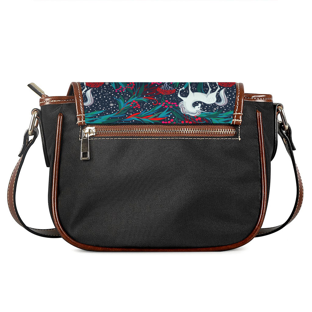 Fairy Floral Unicorn Pattern Print Saddle Bag