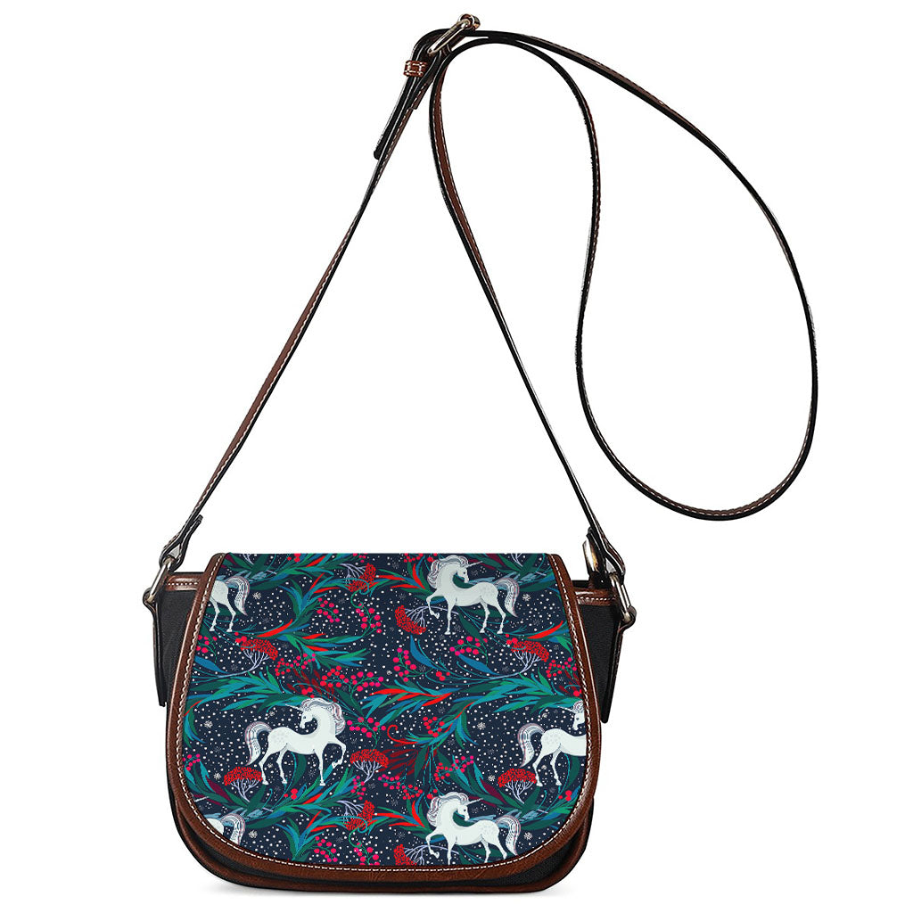 Fairy Floral Unicorn Pattern Print Saddle Bag