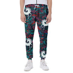 Fairy Floral Unicorn Pattern Print Scuba Joggers