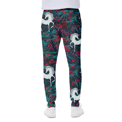 Fairy Floral Unicorn Pattern Print Scuba Joggers