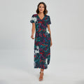 Fairy Floral Unicorn Pattern Print Short Sleeve Maxi Dress