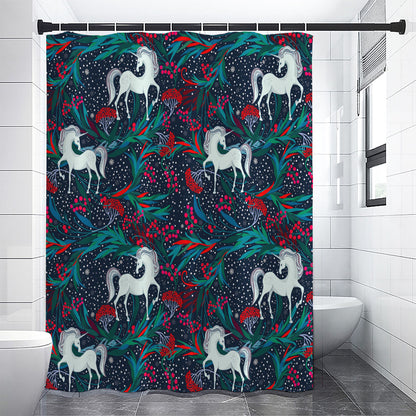 Fairy Floral Unicorn Pattern Print Shower Curtain