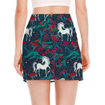 Fairy Floral Unicorn Pattern Print Side Slit Mini Skirt