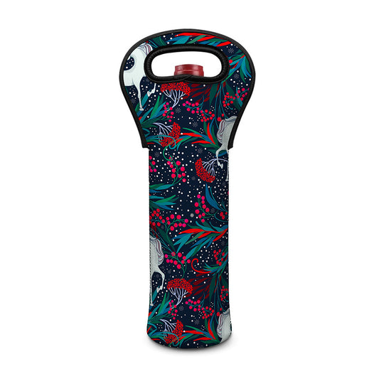 Fairy Floral Unicorn Pattern Print Single Neoprene Wine Tote