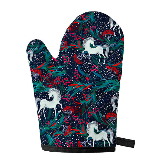 Fairy Floral Unicorn Pattern Print Single Oven Mitt