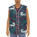 Fairy Floral Unicorn Pattern Print Sleeveless Baseball Jersey
