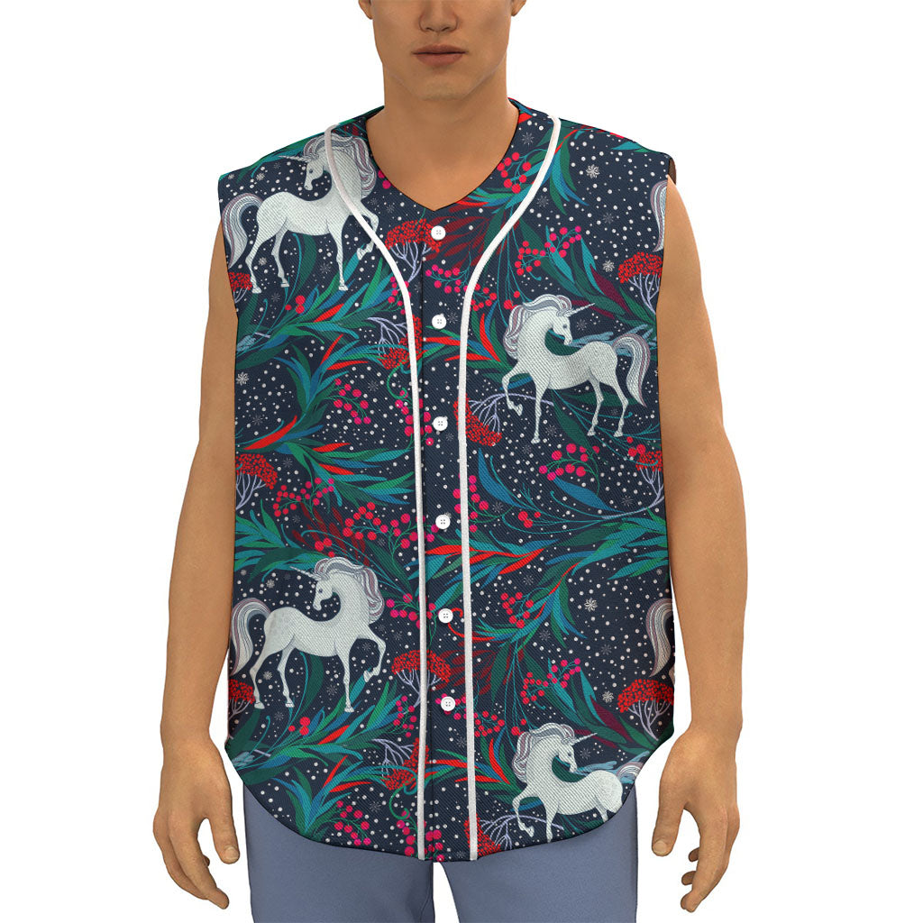 Fairy Floral Unicorn Pattern Print Sleeveless Baseball Jersey