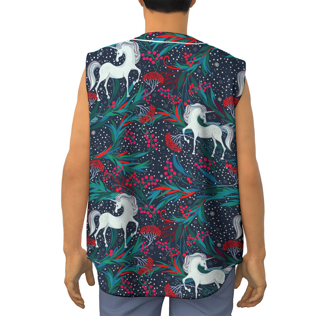 Fairy Floral Unicorn Pattern Print Sleeveless Baseball Jersey