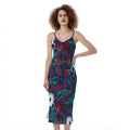 Fairy Floral Unicorn Pattern Print Slim Fit Midi Cami Dress