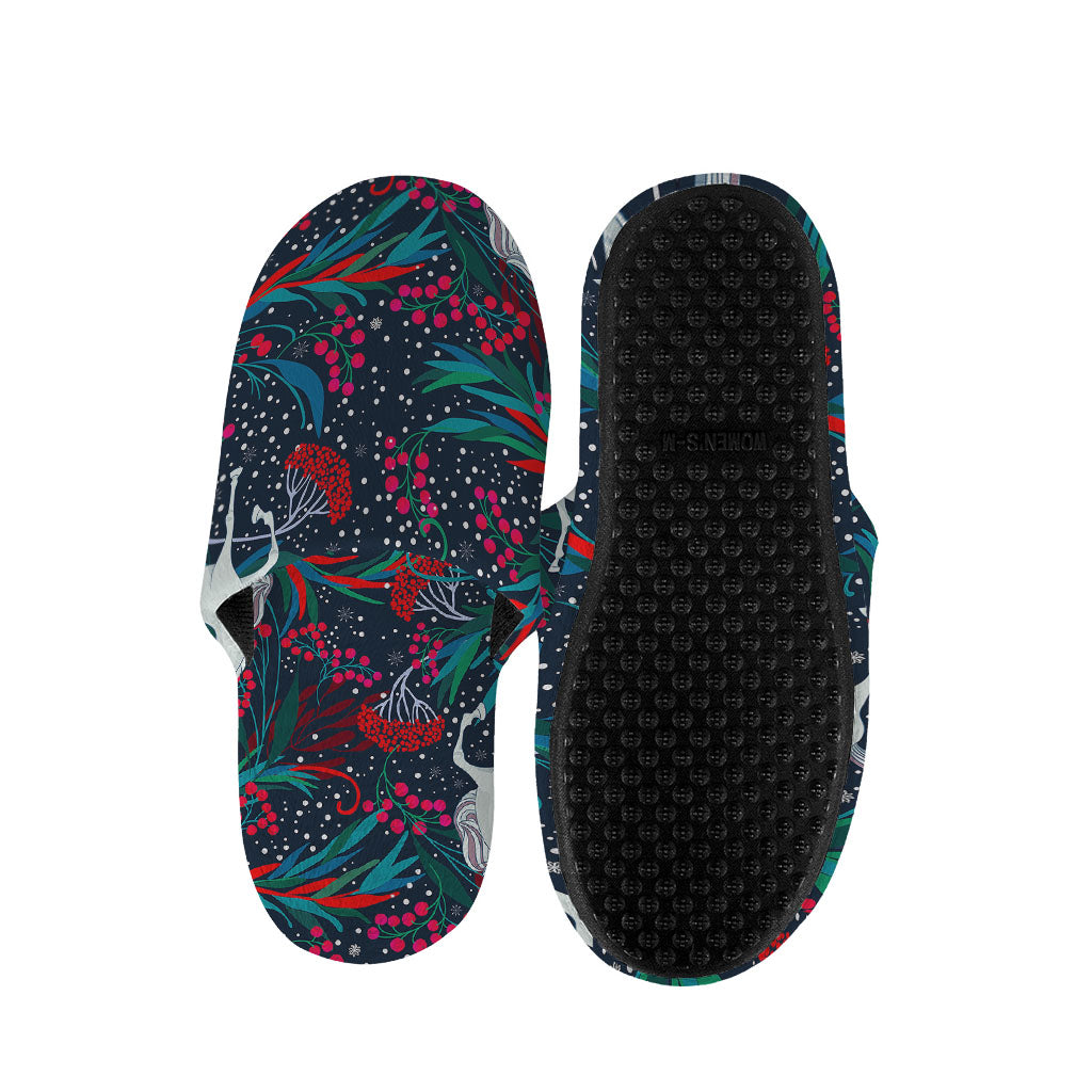 Fairy Floral Unicorn Pattern Print Slippers