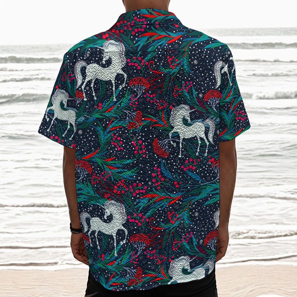 Fairy Floral Unicorn Pattern Print Textured Short Sleeve Shirt