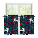 Fairy Floral Unicorn Pattern Print Tier Curtains