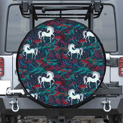 Fairy Floral Unicorn Pattern Print Tire Cover