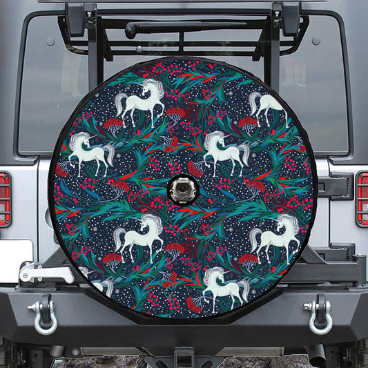 Fairy Floral Unicorn Pattern Print Tire Cover With Camera Hole