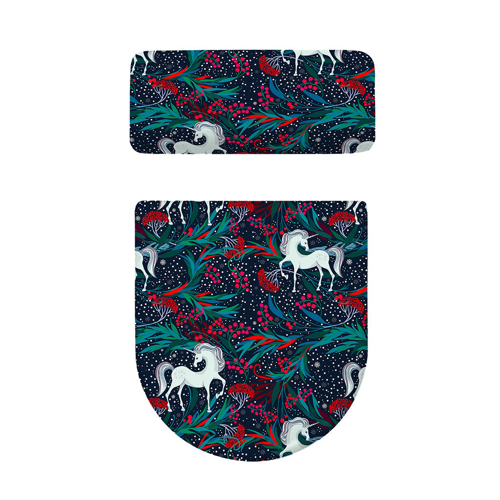 Fairy Floral Unicorn Pattern Print Toilet Lid And Tank Cover Set