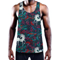 Fairy Floral Unicorn Pattern Print Men's Workout Tank Top