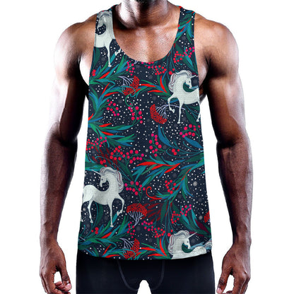 Fairy Floral Unicorn Pattern Print Training Tank Top