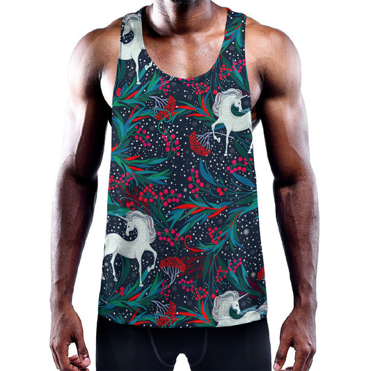Fairy Floral Unicorn Pattern Print Training Tank Top