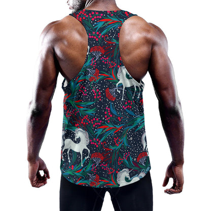 Fairy Floral Unicorn Pattern Print Training Tank Top