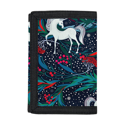 Fairy Floral Unicorn Pattern Print Trifold Wallet