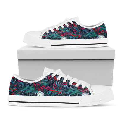 Fairy Floral Unicorn Pattern Print White Low Top Sneakers