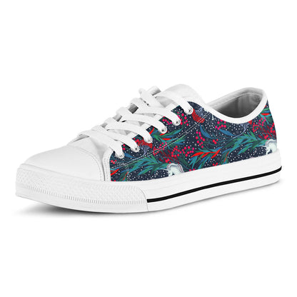 Fairy Floral Unicorn Pattern Print White Low Top Sneakers