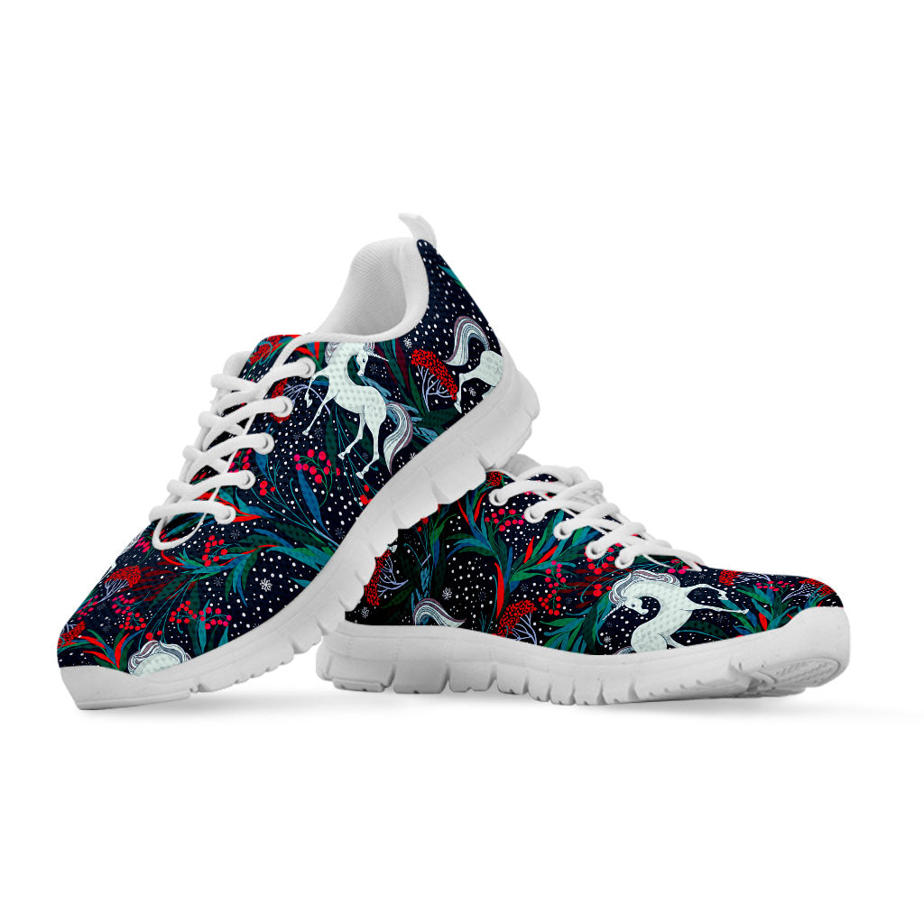 Fairy Floral Unicorn Pattern Print White Running Shoes