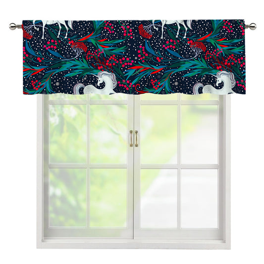 Fairy Floral Unicorn Pattern Print Window Valance